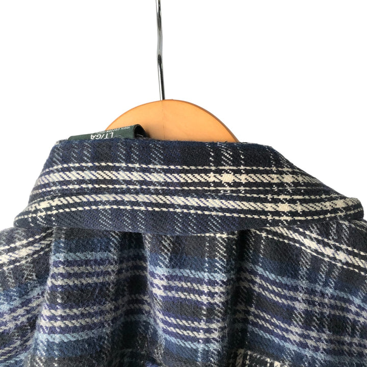 FIELD AND STREAM Long Sleeve Flannel Check Shirt, Men's Size L cotton navy blue type Vintage Second Hand