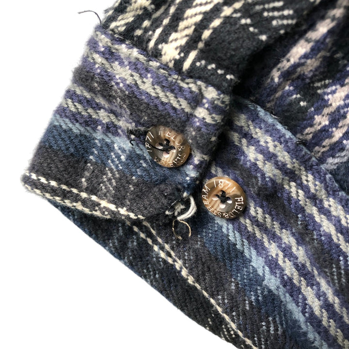 FIELD AND STREAM Long Sleeve Flannel Check Shirt, Men's Size L cotton navy blue type Vintage Second Hand