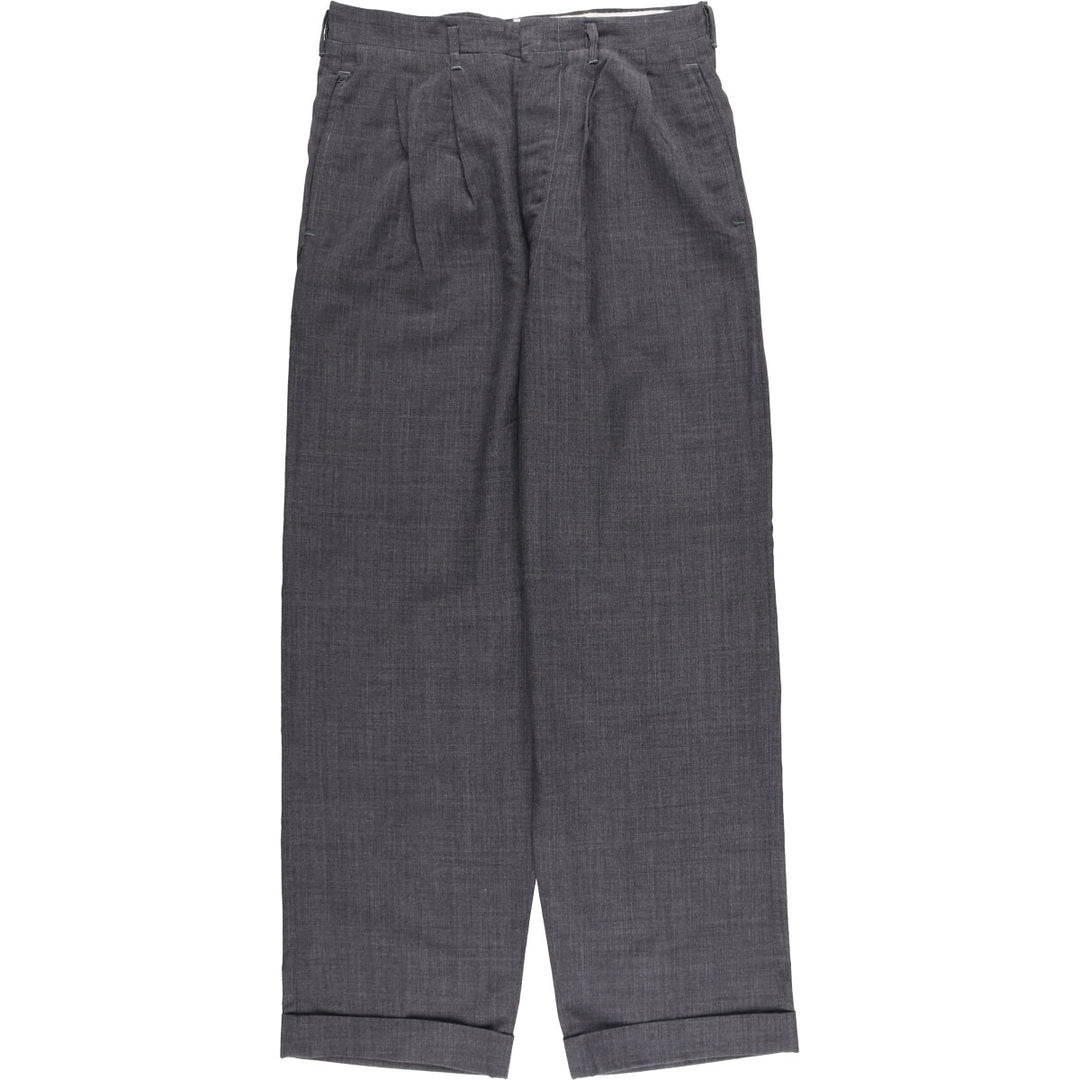 Two-pleat slacks pants for men, equivalent to W30 unclear gray type Vintage Second Hand