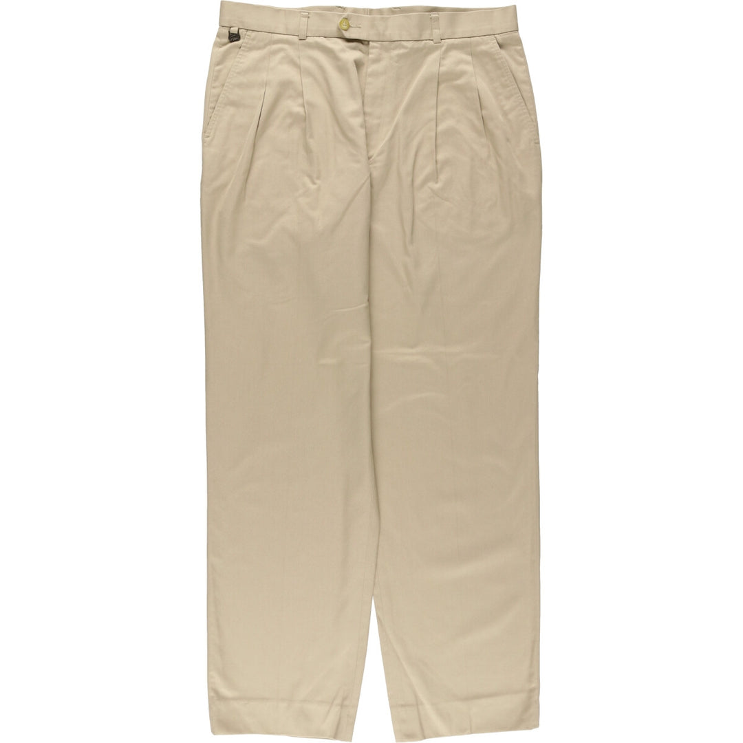 Lacoste Two-pleat Polyester and Cotton Slacks, Men's Size 36 cotton Beige type Vintage Second Hand