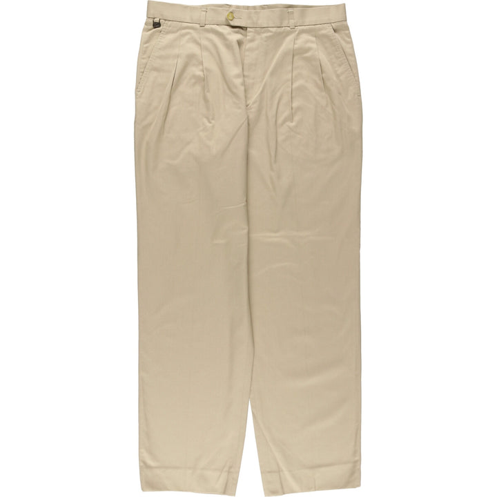 Lacoste Two-pleat Polyester and Cotton Slacks, Men's Size 36 cotton Beige type Vintage Second Hand