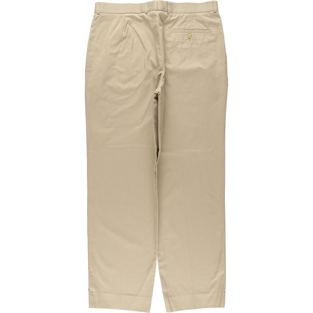 Lacoste Two-pleat Polyester and Cotton Slacks, Men's Size 36 cotton Beige type Vintage Second Hand