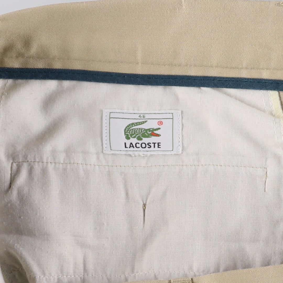 Lacoste Two-pleat Polyester and Cotton Slacks, Men's Size 36 cotton Beige type Vintage Second Hand