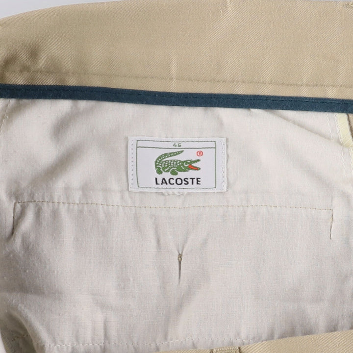 Lacoste Two-pleat Polyester and Cotton Slacks, Men's Size 36 cotton Beige type Vintage Second Hand