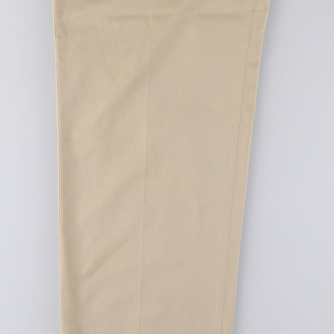 Lacoste Two-pleat Polyester and Cotton Slacks, Men's Size 36 cotton Beige type Vintage Second Hand