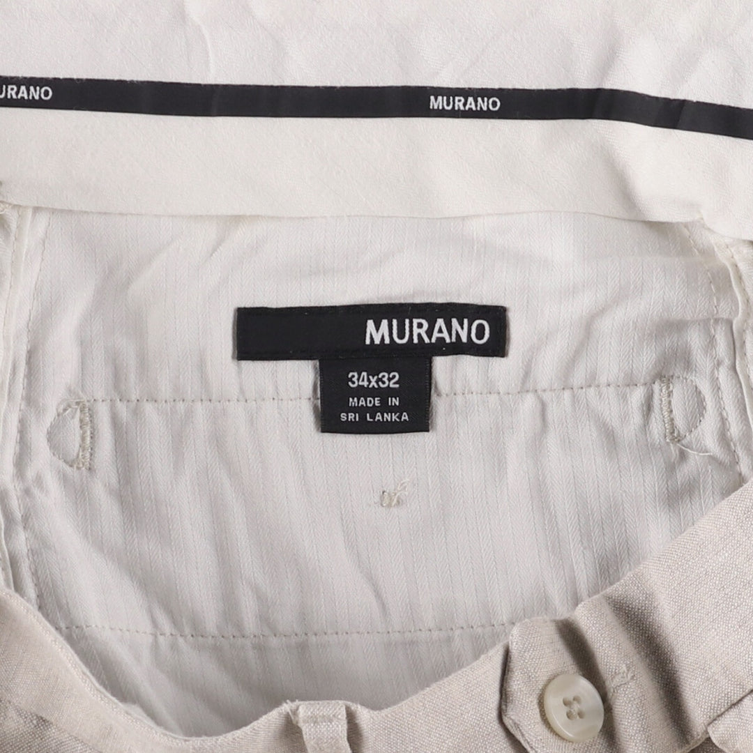MURANO One-Tuck Slacks, Men's, Size W34 linen Beige type Vintage Second Hand