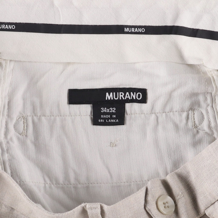 MURANO One-Tuck Slacks, Men's, Size W34 linen Beige type Vintage Second Hand