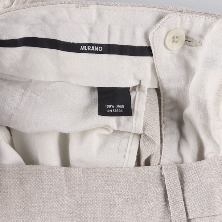 MURANO One-Tuck Slacks, Men's, Size W34 linen Beige type Vintage Second Hand