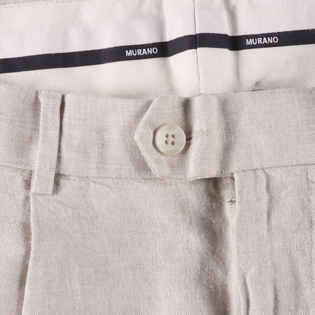 MURANO One-Tuck Slacks, Men's, Size W34 linen Beige type Vintage Second Hand
