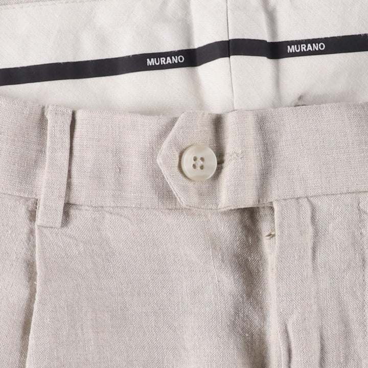 MURANO One-Tuck Slacks, Men's, Size W34 linen Beige type Vintage Second Hand