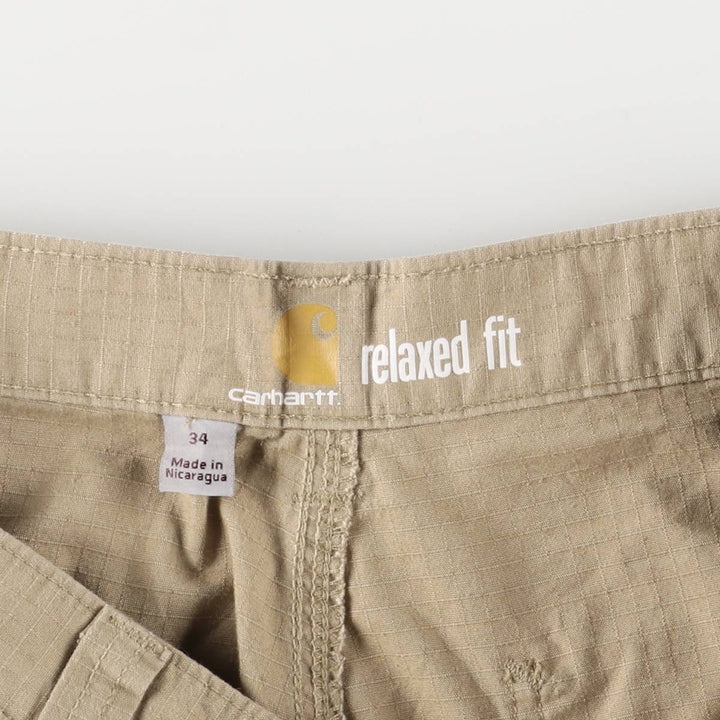Carhartt Relaxed Fit Ripstop Work Shorts, Men's Size W35 cotton Beige type Vintage Second Hand