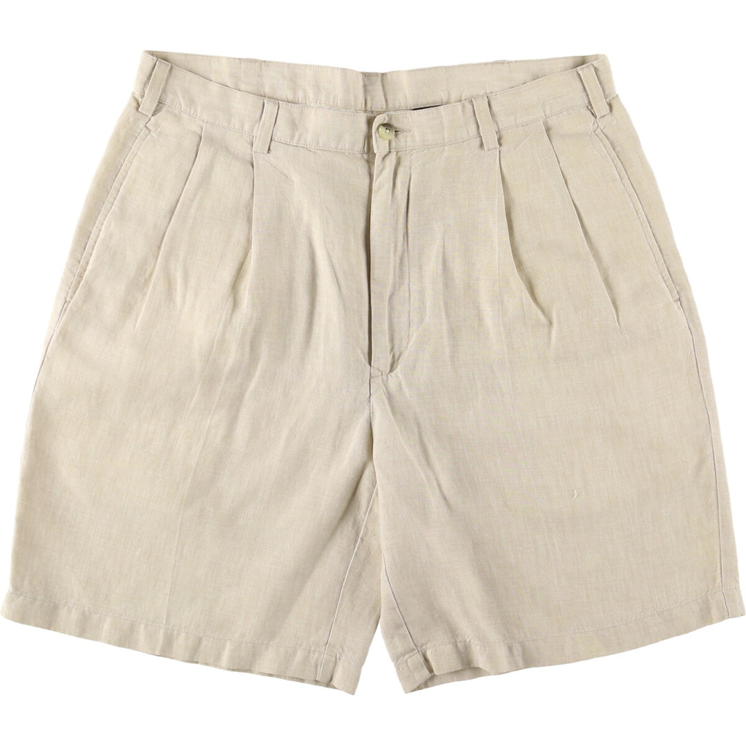 JOS. A. BANK Two-pleat Linen Shorts, Men's Size W36 linen unbleached Vintage Second Hand