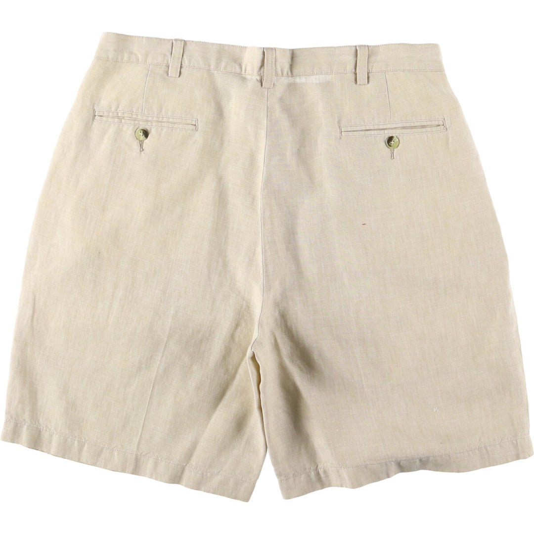 JOS. A. BANK Two-pleat Linen Shorts, Men's Size W36 linen unbleached Vintage Second Hand