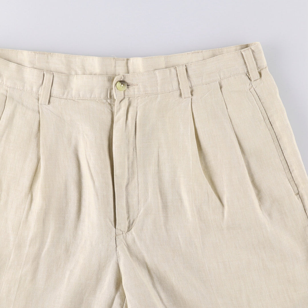 JOS. A. BANK Two-pleat Linen Shorts, Men's Size W36 linen unbleached Vintage Second Hand