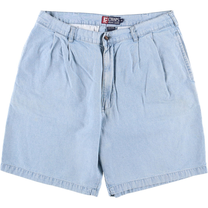 Ralph Lauren Chaps Two-pleat Cotton Shorts, Men's Size W36 cotton Blue type light blue Vintage Second Hand