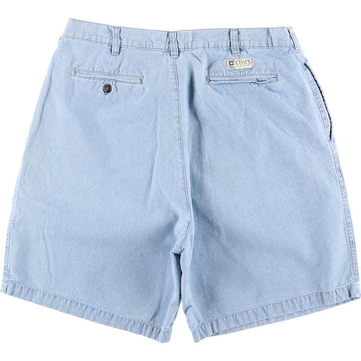 Ralph Lauren Chaps Two-pleat Cotton Shorts, Men's Size W36 cotton Blue type light blue Vintage Second Hand