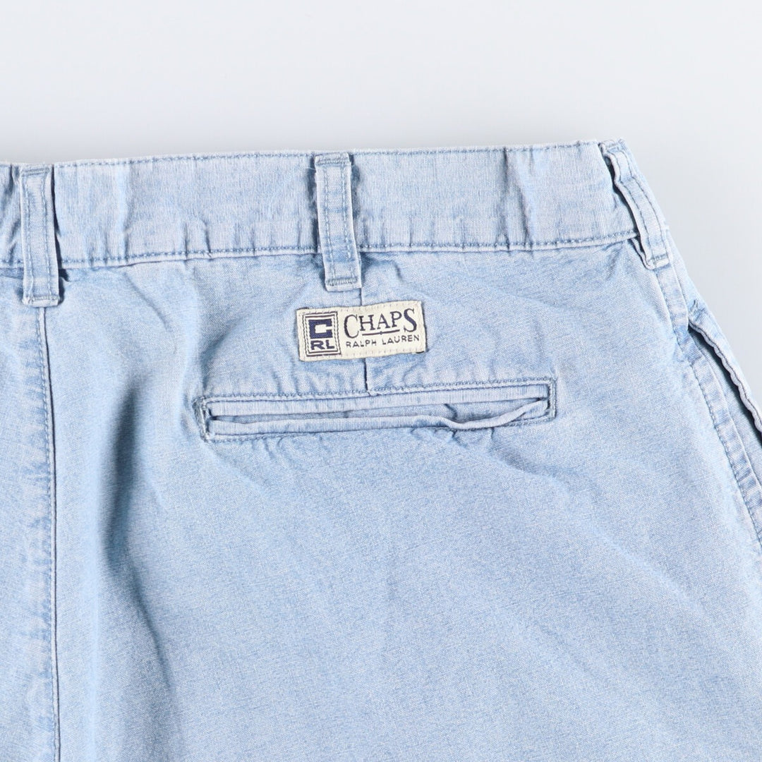 Ralph Lauren Chaps Two-pleat Cotton Shorts, Men's Size W36 cotton Blue type light blue Vintage Second Hand