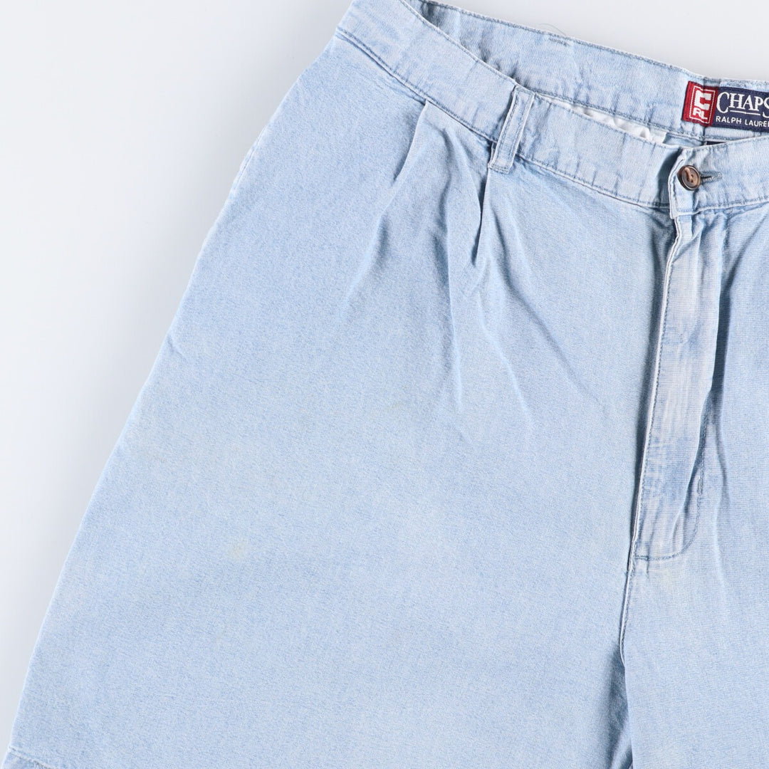 Ralph Lauren Chaps Two-pleat Cotton Shorts, Men's Size W36 cotton Blue type light blue Vintage Second Hand
