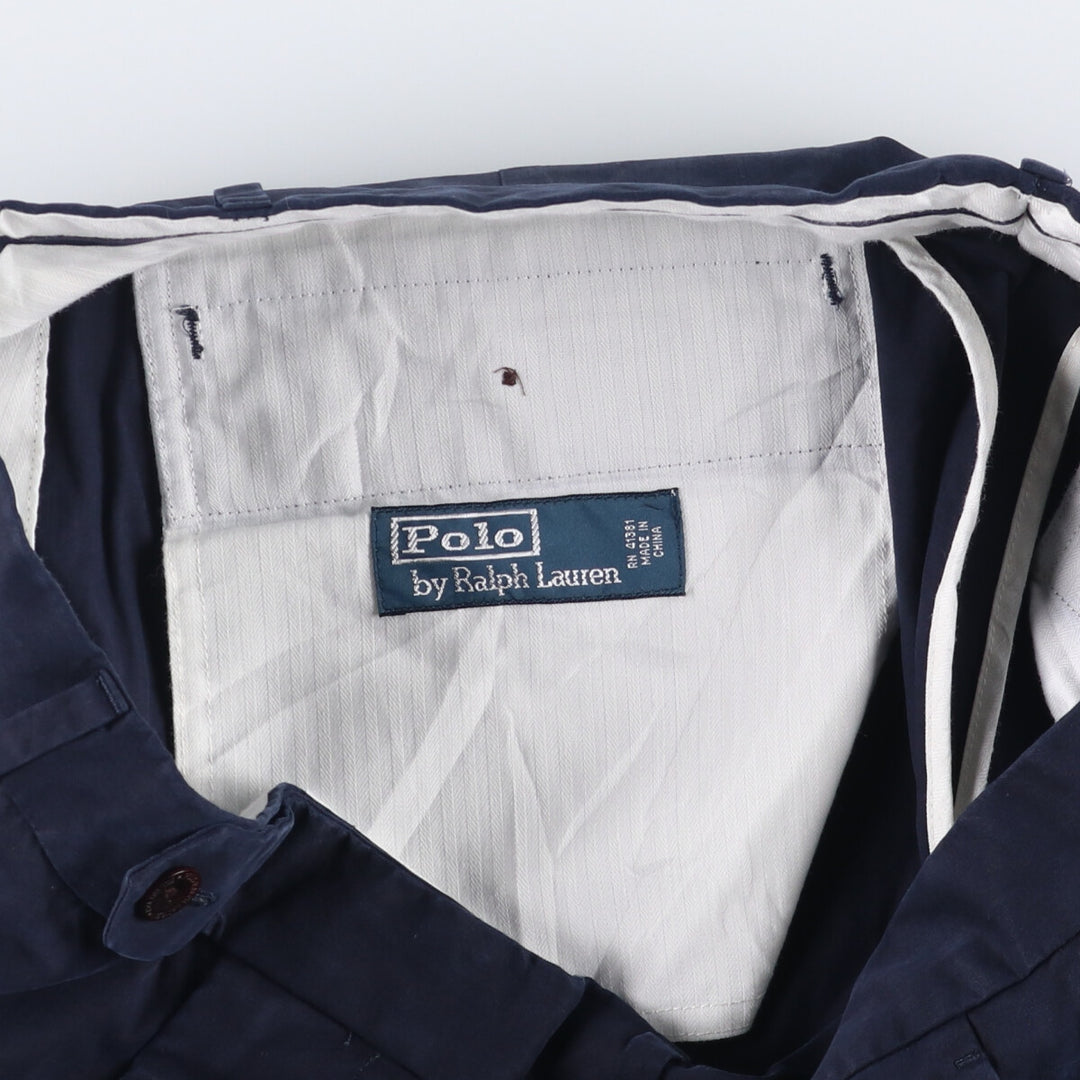 Ralph Lauren POLO by Ralph Lauren silk and cotton shorts, men's size W35. silk navy blue type Vintage Second Hand