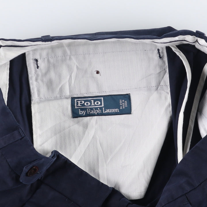 Ralph Lauren POLO by Ralph Lauren silk and cotton shorts, men's size W35. silk navy blue type Vintage Second Hand