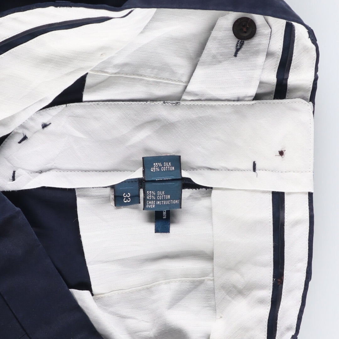 Ralph Lauren POLO by Ralph Lauren silk and cotton shorts, men's size W35. silk navy blue type Vintage Second Hand