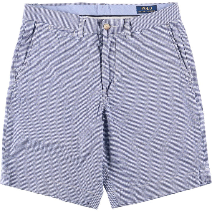 Ralph Lauren POLO RALPH LAUREN STRETCH CLASSIC FIT Check Pattern Seersucker Shorts Men's Size W30 cotton white type Vintage Second Hand