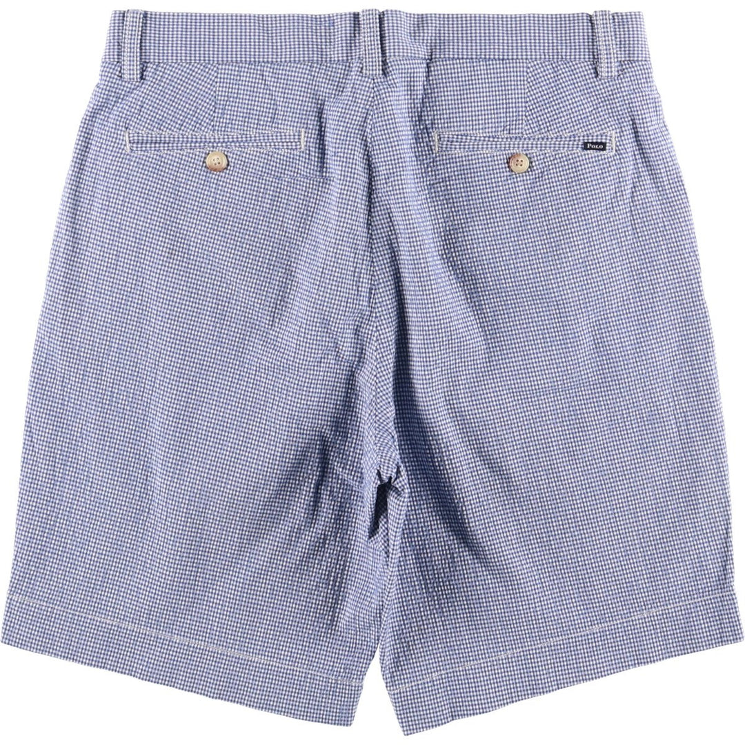 Ralph Lauren POLO RALPH LAUREN STRETCH CLASSIC FIT Check Pattern Seersucker Shorts Men's Size W30 cotton white type Vintage Second Hand