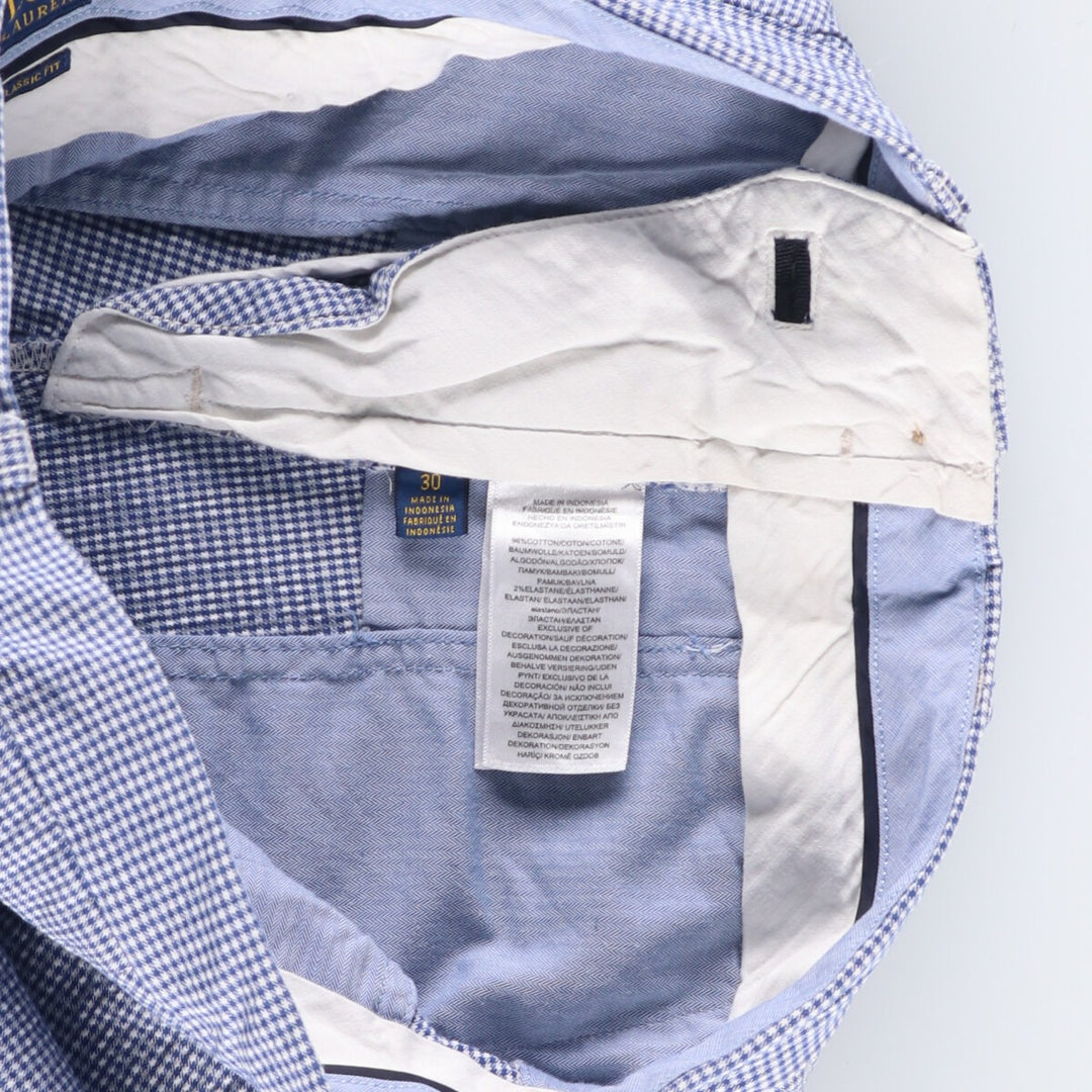 Ralph Lauren POLO RALPH LAUREN STRETCH CLASSIC FIT Check Pattern Seersucker Shorts Men's Size W30 cotton white type Vintage Second Hand