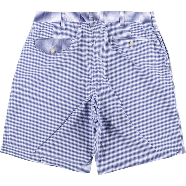 Ralph Lauren Polo Golf Fairway Shorts, gingham check, two-pleat seersucker shorts, men's size W34. cotton blue type Vintage Second Hand