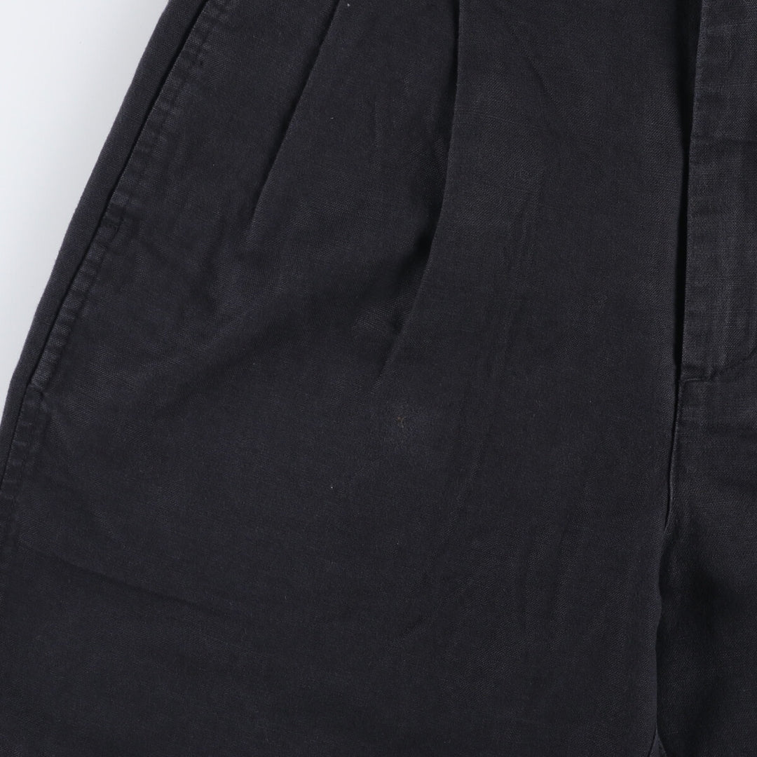 Ralph Lauren CHAPS Two-pleat Cotton and Linen Shorts, Men's Size W33 linen navy blue type Vintage Second Hand