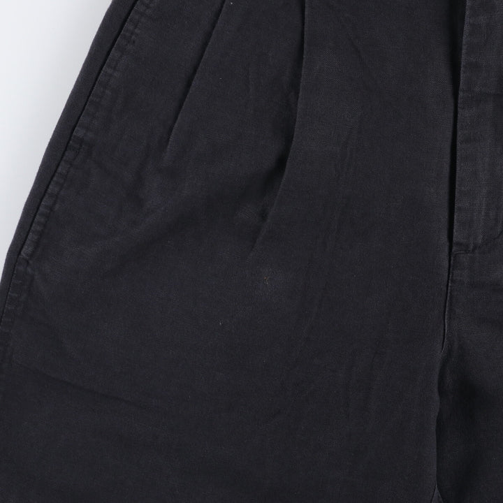 Ralph Lauren CHAPS Two-pleat Cotton and Linen Shorts, Men's Size W33 linen navy blue type Vintage Second Hand