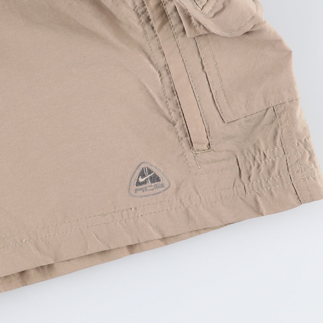 2000'S Nike ACG Nylon Shorts, Men's Size Small polyester Beige type Vintage Second Hand