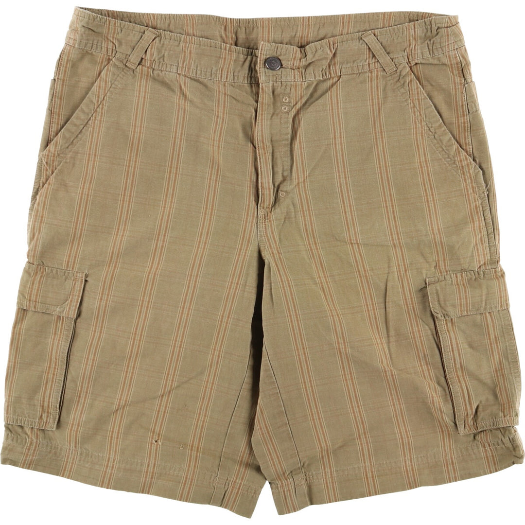 2000'S Patagonia Organic Cotton Check Pattern Cargo Shorts (57695S0) Men's Size W36 Organic cotton Khaki type Vintage Second Hand