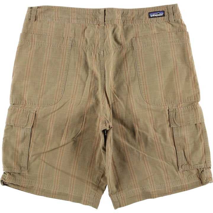 2000'S Patagonia Organic Cotton Check Pattern Cargo Shorts (57695S0) Men's Size W36 Organic cotton Khaki type Vintage Second Hand