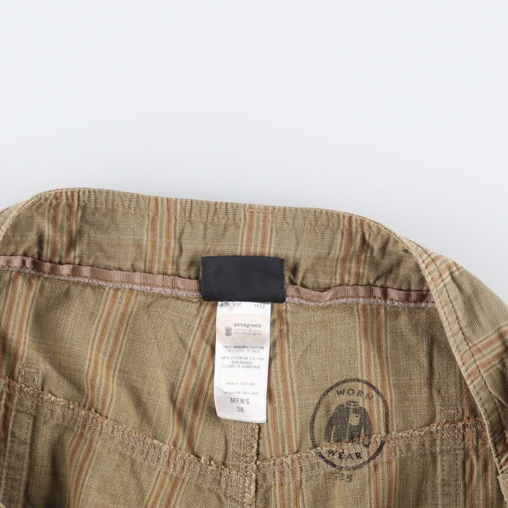 2000'S Patagonia Organic Cotton Check Pattern Cargo Shorts (57695S0) Men's Size W36 Organic cotton Khaki type Vintage Second Hand