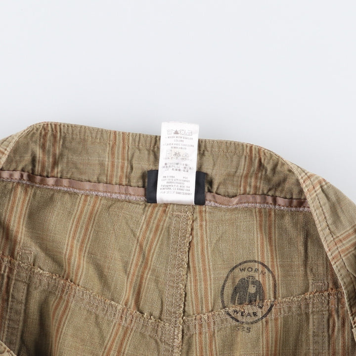 2000'S Patagonia Organic Cotton Check Pattern Cargo Shorts (57695S0) Men's Size W36 Organic cotton Khaki type Vintage Second Hand
