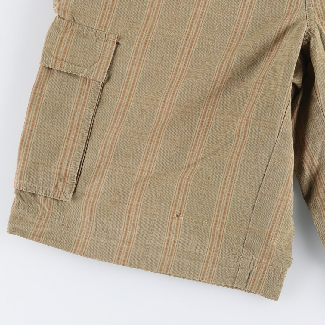 2000'S Patagonia Organic Cotton Check Pattern Cargo Shorts (57695S0) Men's Size W36 Organic cotton Khaki type Vintage Second Hand