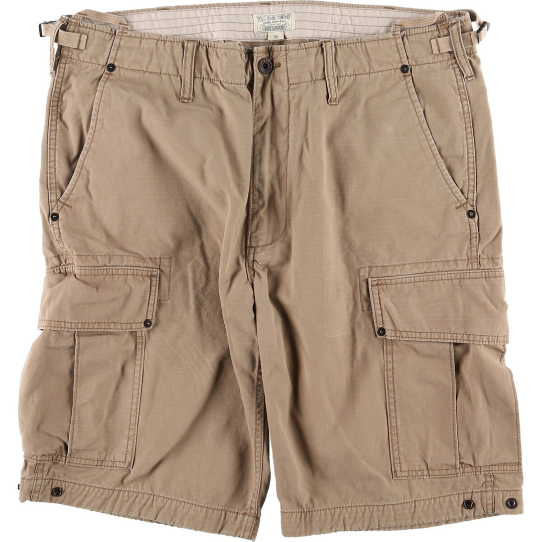 Vintage 90'S Ralph Lauren Polo Jeans Company ripstop cargo shorts, men's size W36. cotton Beige type Vintage Second Hand