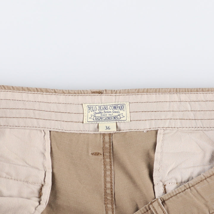 Vintage 90'S Ralph Lauren Polo Jeans Company ripstop cargo shorts, men's size W36. cotton Beige type Vintage Second Hand