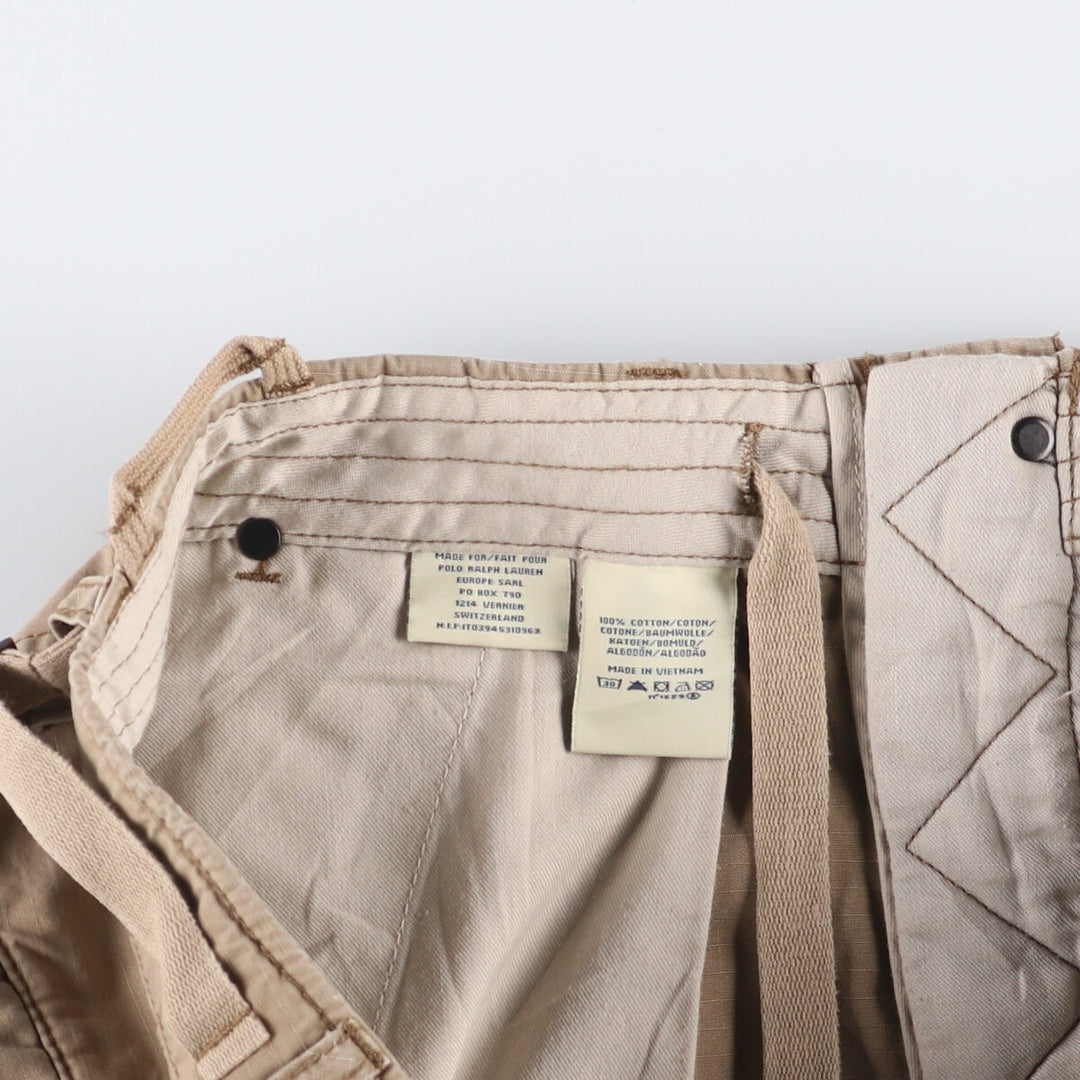 Vintage 90'S Ralph Lauren Polo Jeans Company ripstop cargo shorts, men's size W36. cotton Beige type Vintage Second Hand