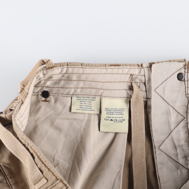 Vintage 90'S Ralph Lauren Polo Jeans Company ripstop cargo shorts, men's size W36. cotton Beige type Vintage Second Hand