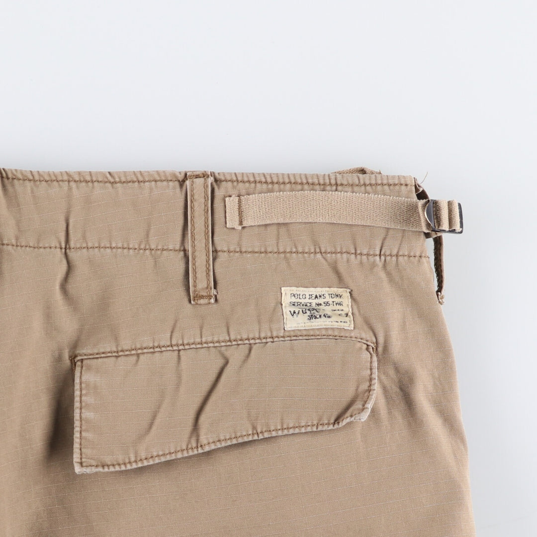 Vintage 90'S Ralph Lauren Polo Jeans Company ripstop cargo shorts, men's size W36. cotton Beige type Vintage Second Hand