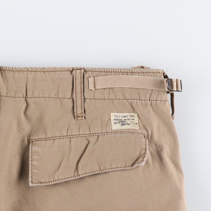 Vintage 90'S Ralph Lauren Polo Jeans Company ripstop cargo shorts, men's size W36. cotton Beige type Vintage Second Hand