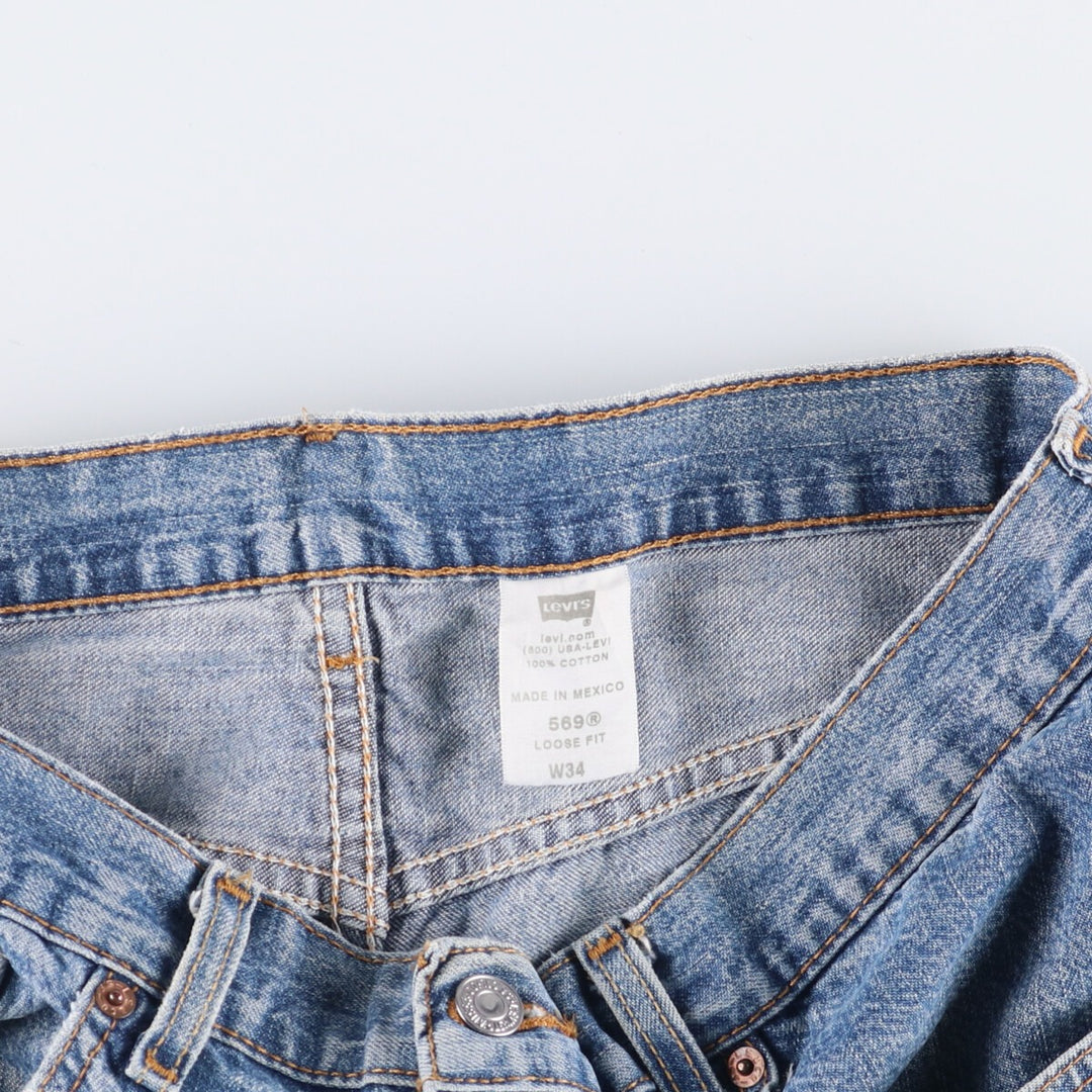 2000'S Levi's 569 Loose Fit Denim Shorts (Men's Size 34) cotton blue type Vintage Second Hand