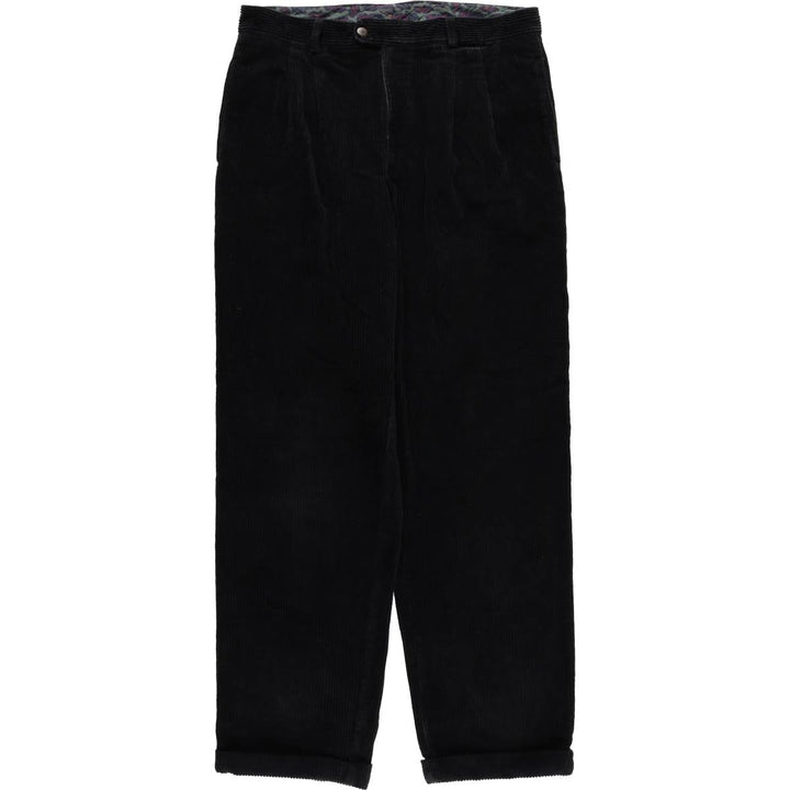 90'S NEW FAST Two-pleat Corduroy Pants, Men's, W35, Vintage cotton black type Vintage Second Hand