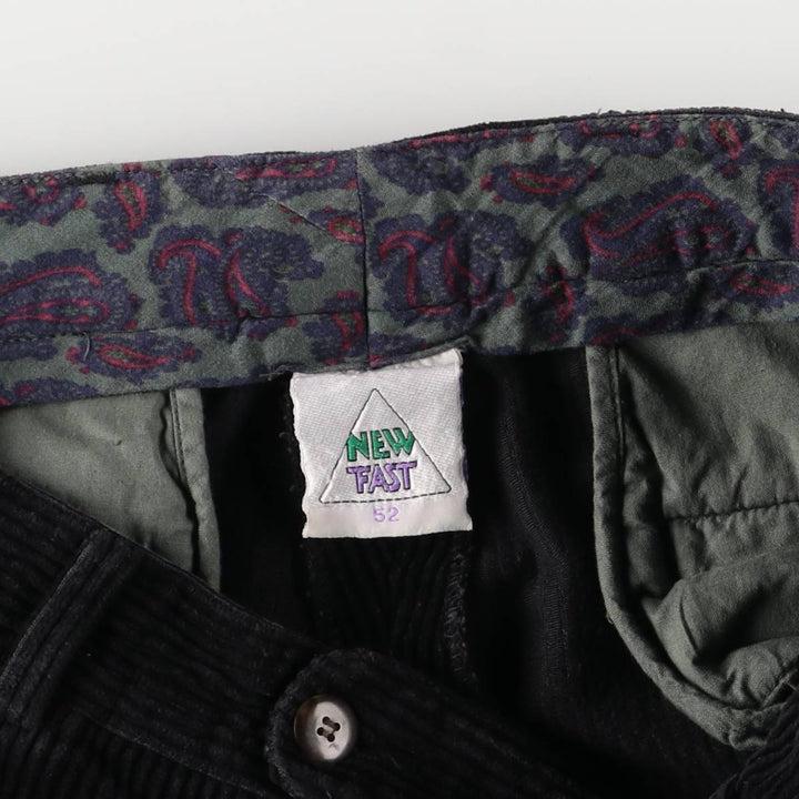 90'S NEW FAST Two-pleat Corduroy Pants, Men's, W35, Vintage cotton black type Vintage Second Hand