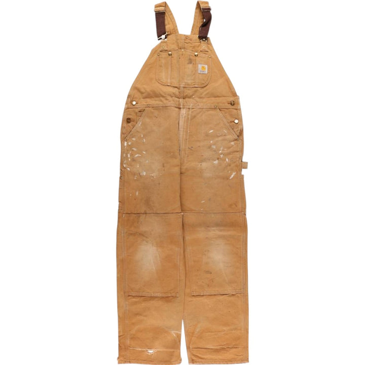 Big size Carhartt double knee duck overalls for men, equivalent to w41 unclear ocher yellow type Vintage Second Hand