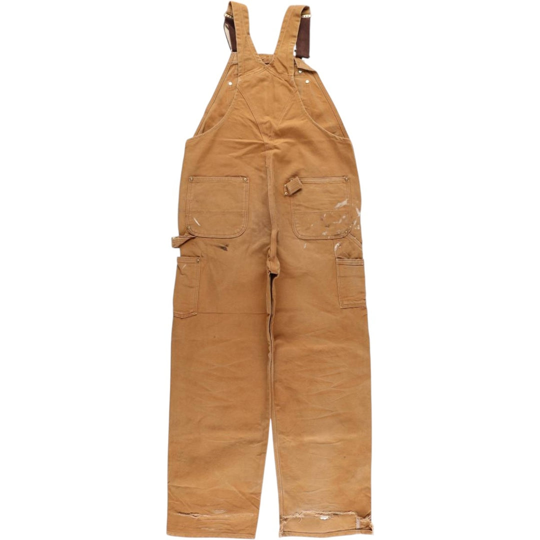 Big size Carhartt double knee duck overalls for men, equivalent to w41 unclear ocher yellow type Vintage Second Hand