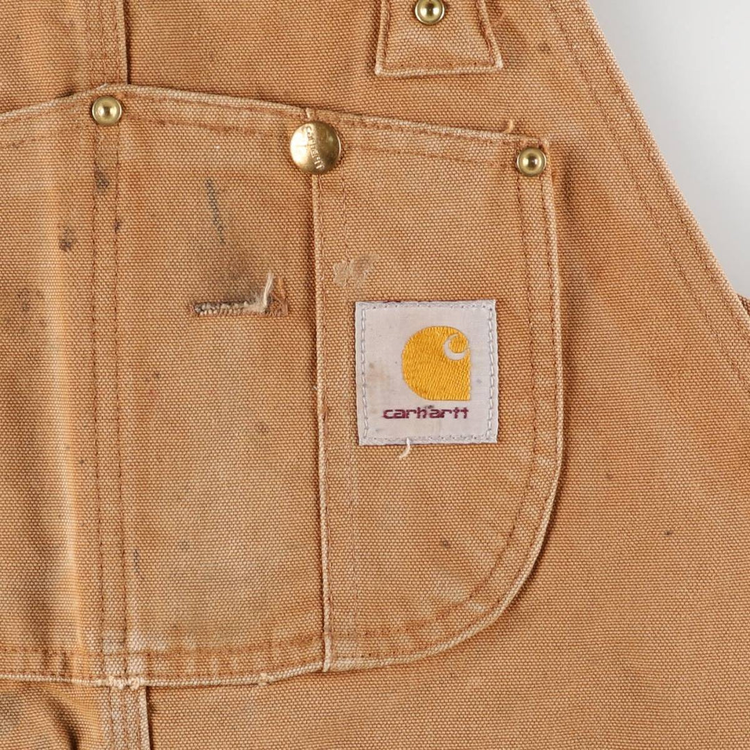 Big size Carhartt double knee duck overalls for men, equivalent to w41 unclear ocher yellow type Vintage Second Hand