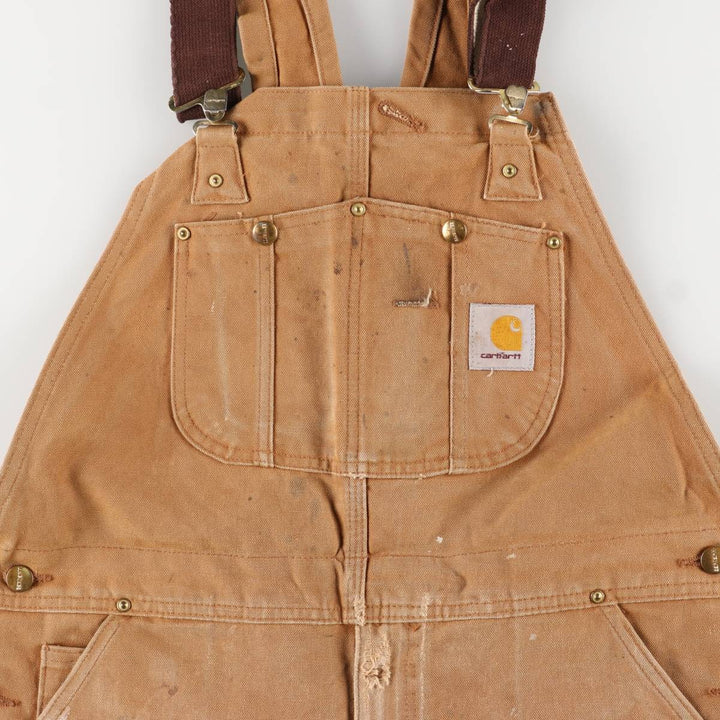 Big size Carhartt double knee duck overalls for men, equivalent to w41 unclear ocher yellow type Vintage Second Hand
